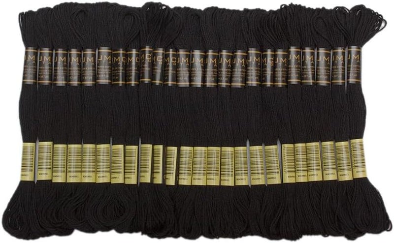 UMC STAG Pack of 50 Popular Colours Premium Embroidery Thread | 100% Egyptian Cotton Premium Skeins | Cross Stitch Embroidery Floss | Oeko TEX Certified| (24, 24 Skeins Black) - Image 2